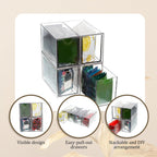 4 Pack Tea Bag Organizer Plastic Stackable Clear Storage Drawers Acrylic Tea Bag Holder Containers for Drawer, Pantry, Kitchen, Cabinet, Counter