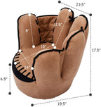 Costzon Kids Couch with Solid Wood Frame & Baseball Glove Design, Children Armchair for Play Room, Nursery, Kindergarten, Kids Room, Gift for Boys & Girls (Brown)