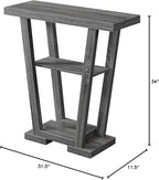 Convenience Concepts Newport V Console Table 31.5" - Modern Sofa Table with Storage Shelves, Narrow Entryway Hall Table for Living Room, Display Accent Table, Weathered Gray
