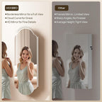 HOOBRO Jewelry Cabinet Wall/Door Mounted, LED Jewelry Organizer, Lockable | Jewelry Armoire, Hanging Jewelry Cabinet with Storage, Wide Full Length Mirror, 4.1 x 16.5 x 42.5 Inches, White