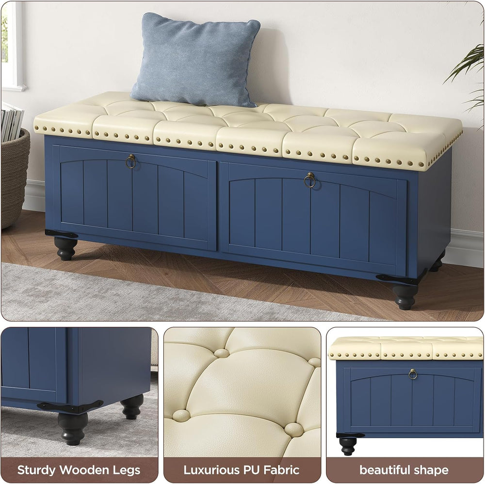 Maupvit Ottoman with Storage, Wooden Storage Ottoman Bench with Safety Hinge,...