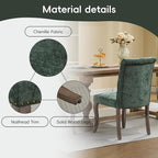 Upholstered Tufted Chenille Dining Side Chairs, Armless Nailhead Trim Chairs with Solid Wood Legs, Modern Farmhouse Chairs for Dining Room, Kitchen & Living Room (Set of 4, Olive Green)