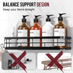 Large Capacity Shower Caddy, Heavy-Duty Adhesive Shower Organizers with Custom Aesthetic Design Soap, No Drilling Corner Shower Shelves, 5 Hooks for Bathroom Accessories, 3 Pack