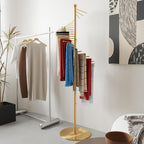 Spiral Scarf Rack, Metal Freestanding Scarf Organizer with 30 Rods, Commercial Hijab Organizer Stand for Home Clothing Store, Space Saving Shelves (Gold)