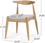 5-Piece Dining Set, Mid-Century Modern Solid Wood Table & Chair Set for 4, Kitchen, Dining Room, Restaurant, Natural Oak+Beige