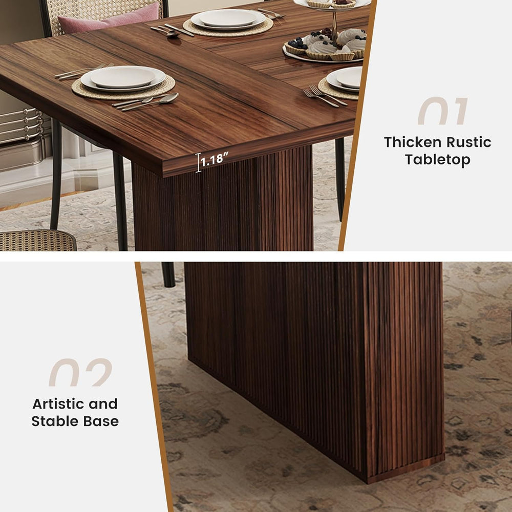 Miereirl 78 Inch Rectangular Dining Table for 6-8 People, Large Modern Farmho...