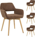 Mid Century Modern Dining Chairs Set of 4 & 2 & 6 Comfy Accent Chair Upholstered Kitchen Dining Living Room Chairs for Bedrooms Waiting Room Home Arm Desk Chair No Wheels (Brown, 4)