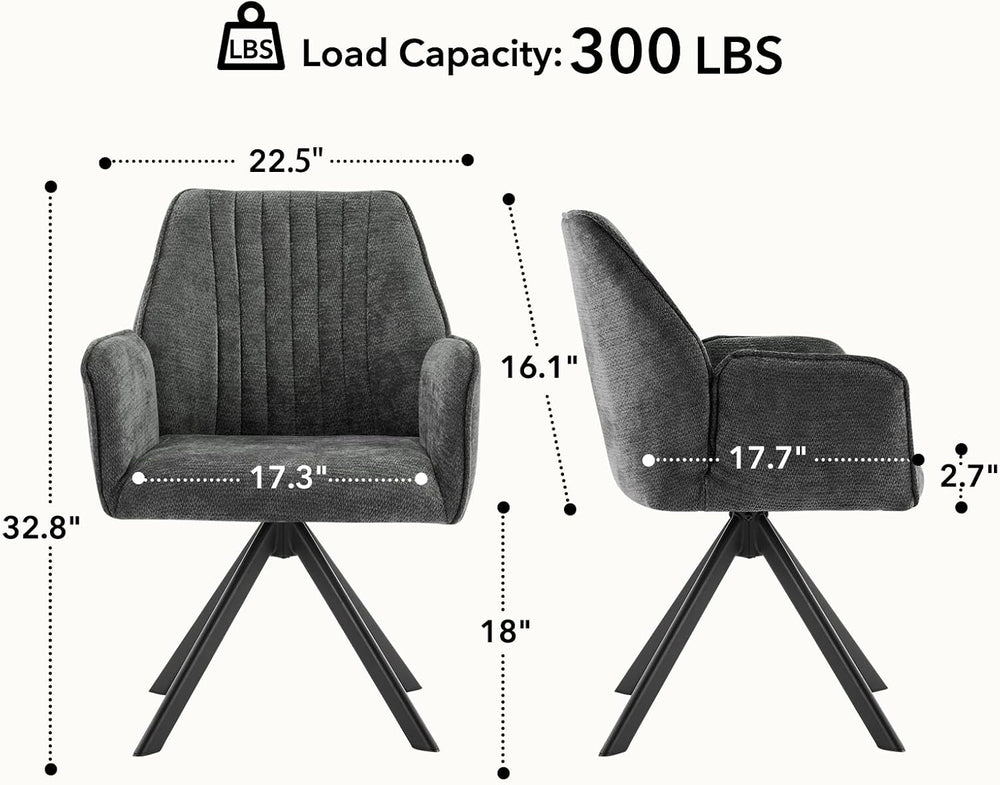 Furniliving Swivel Dining Chairs Set of 2, Upholstered Dining Room Chairs wit...