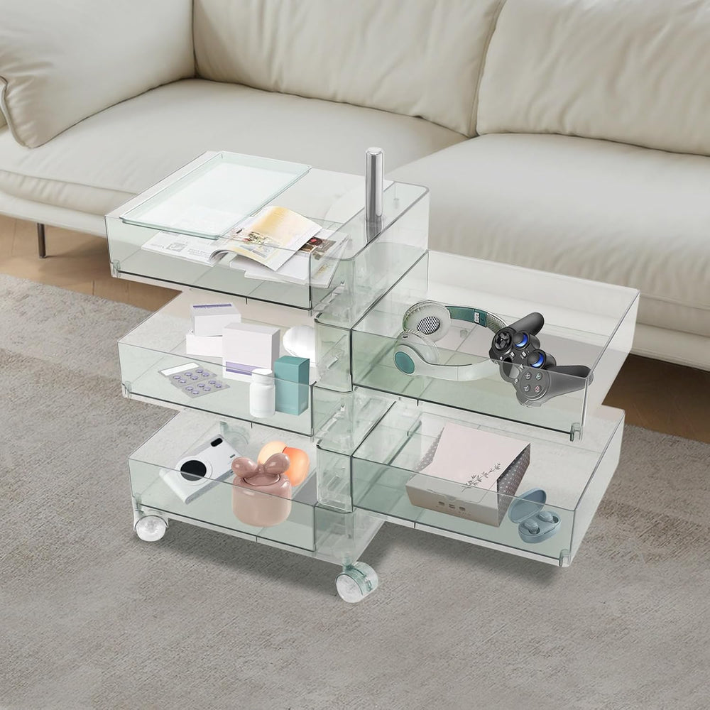 Bacocoo 360° Rotation Storage Cabinet, 5 Storey Movable Bedside Table with 4 ...