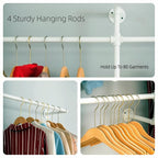 Industrial Clothing Racks Garment Racks, Wall Mounted Pipes Clothes Racks with Four Hanging Rods, Heavy Duty Garment Racks, Industrial Steampunk Closet Organizer Hall Tree (Metal Pipes-White)