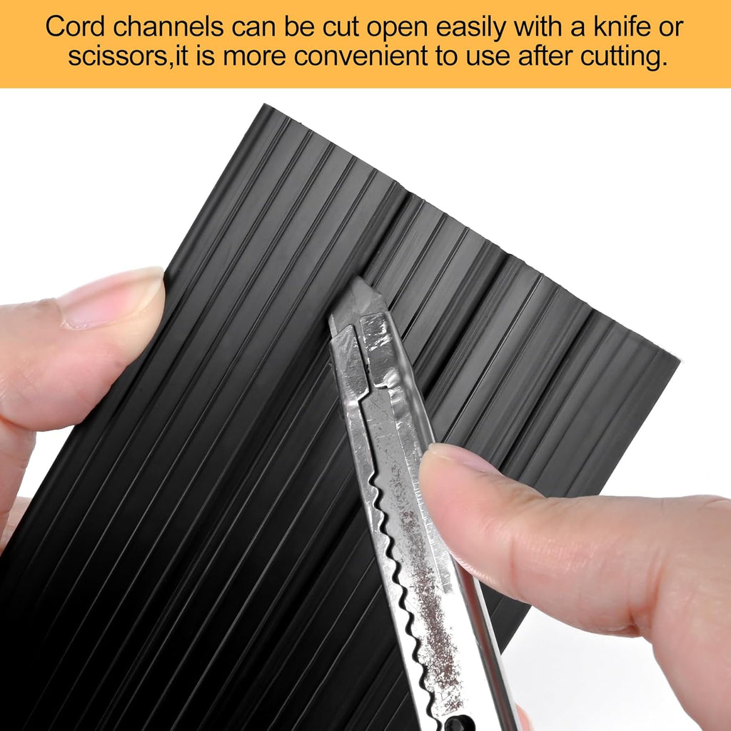 6.5Ft Cord Cover Heavy Duty Cable Protector 3 Channels Contains Cords, Cables and Wires, Easy to Unroll-Conceal Wires of Home, Office, Warehouse, Workshop, Concerts or Other Outdoors Surround (6.5Ft)