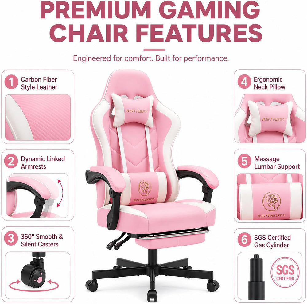 Mistpeople Gaming Chair, Ergonomic High Back Computer Chair with Footrest, Lu...