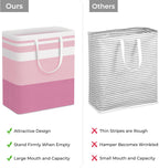 HomeHacks 2 Pack Large Laundry Baskets, Waterproof, Freestanding Laundry Hampers, Collapsible Clothes Hamper with Reinforced Handles in Laundry, College Dorm, Bathroom, Bedroom (Grey+Pink, 100Lx2)