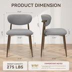 Dining Chairs Set of 4, Curved Back Kitchen Room Chairs with Metal Legs and Anti Slip Pads, Upholstered Dining Chair for Home and Restaurant, Light Grey