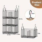 Sonyabecca 3-Tier Extra Large Closet Hanging Organizer with Dividers, Clothes Hanging Shelves with 2 Hanging Hooks & 5 S-Hooks, Wire Storage Baskets for Sweaters, Shoes, Handbags & Accessories