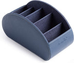 BONNY DODO Remote Control Holders Organizer Box with 5 Compartment PU Leather Multi-functional Office Desk Storage Caddy Store (Blue)