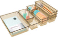 10 PCS Drawer Organizer Set, 5 Varied Size Bathroom and kitchen Drawer cabinet organizer Trays, Clear Storage Bins for Makeup, Jewelry, Utensils and Gadgets, Champagne