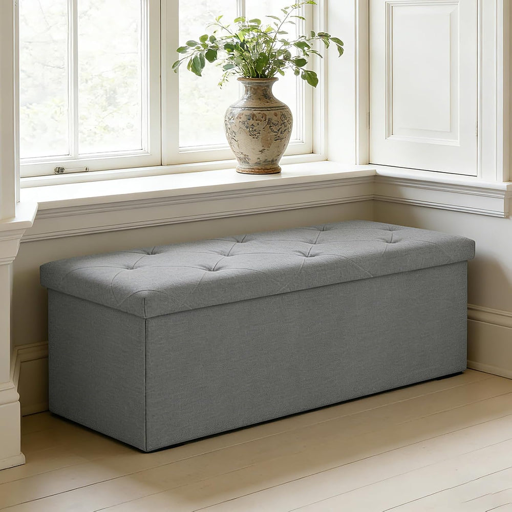 43 Inch Foldable Storage Ottoman Bench,with 35 Gallon Hidden Storage,Folding ...