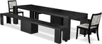 X02X2-206-30 5-pc Dining Room Table Set a Rectangular Kitchen Table and 2 Benches and 2 Wire Brushed Black Polyester Stackable Chairs, 39x120 Inch, Wire Brushed Black