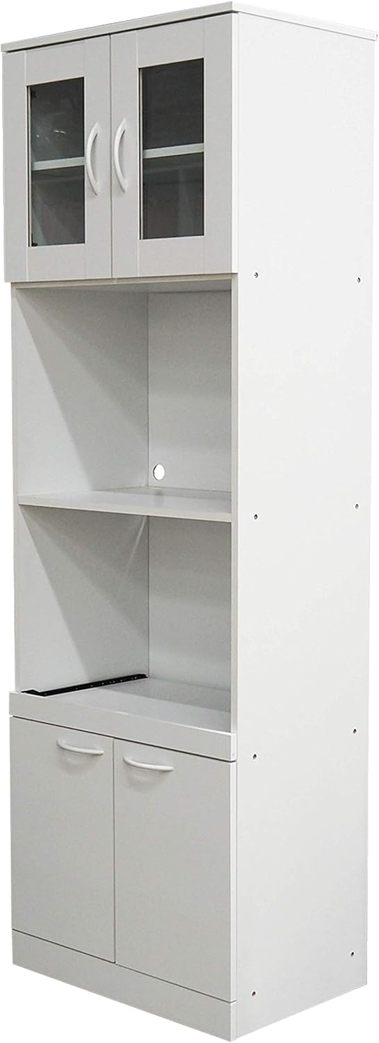 KB Designs - 71" Wood/Glass Kitchen Storage Pantry, Microwave Cabinet, W...