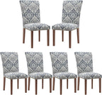 Stylish Dining Chairs Set of 6, Upholstered Parsons Dining Room Chair with Nailhead Trim, Kitchen Room Chair with Thick Cushions and Wood Legs, Nailhead Trim, SKY2050A-03