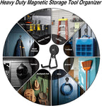 8 Pack Heavy Duty Storage Magnetic Utility Hooks Large Garage Strong Extra Magnet Hooks Hanger with Anti-Slip Coating Heavy Duty Magnetic Hooks for Hanging Power Dril Garage Garden Tools Black