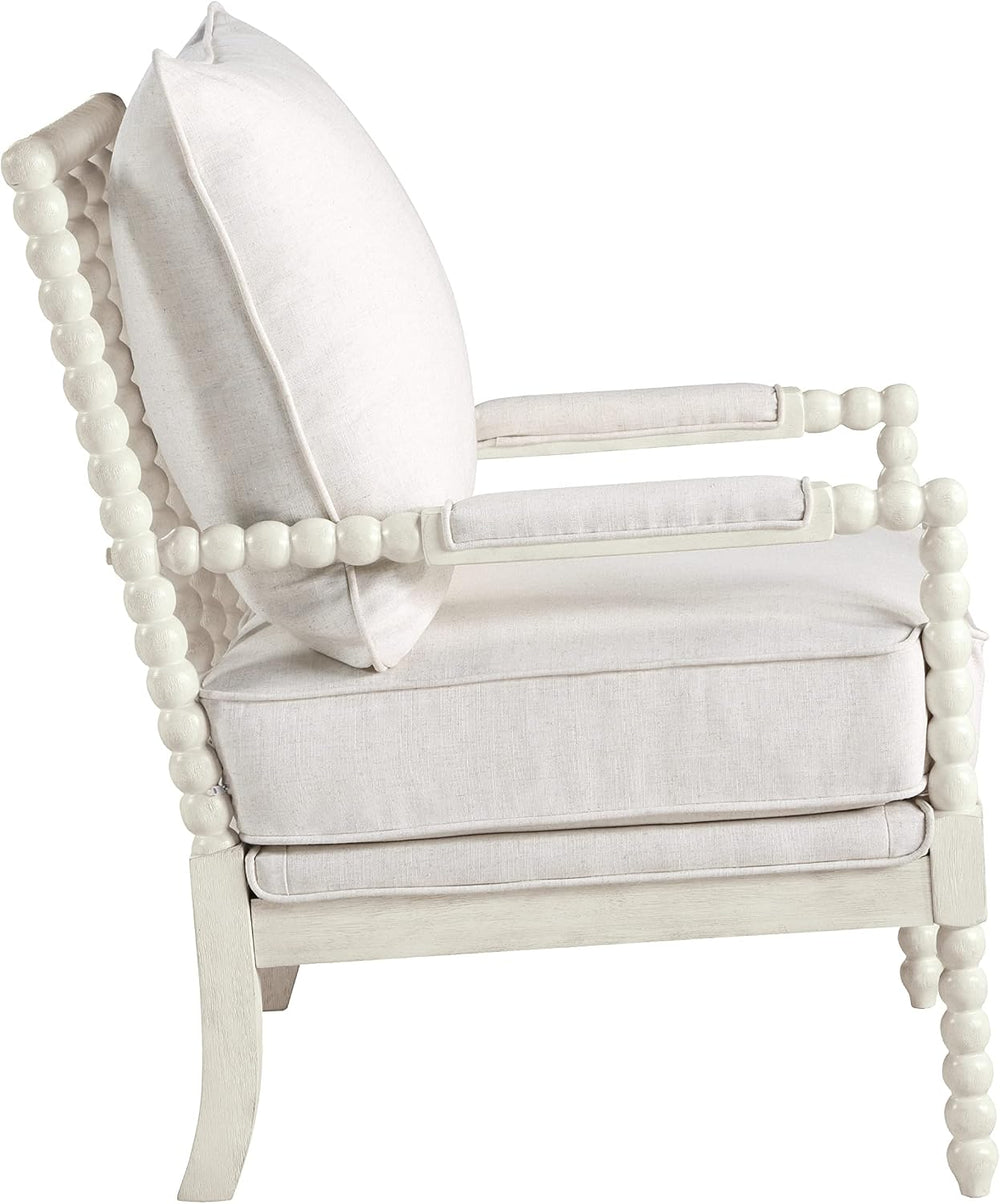 OSP Home Furnishings Kaylee Spindle Accent Chair with Antique White Wood Fram...