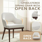 Wooden Dining Chairs Set of 6, Modern Fabric Upholstered Dining Room Chair, Kitchen Side Chairs, Farmhouse Dinner Chair with Open Back for Kitchen, Beige