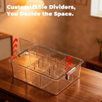 Socks Bra Underwear Drawer Organizer for Closet, 2 PCS Plastic Storage Box with 9 Removable Compartments and Lid, Clear Dresser Drawer Organizer Storage Container with Dividers for Sock Ties Belts