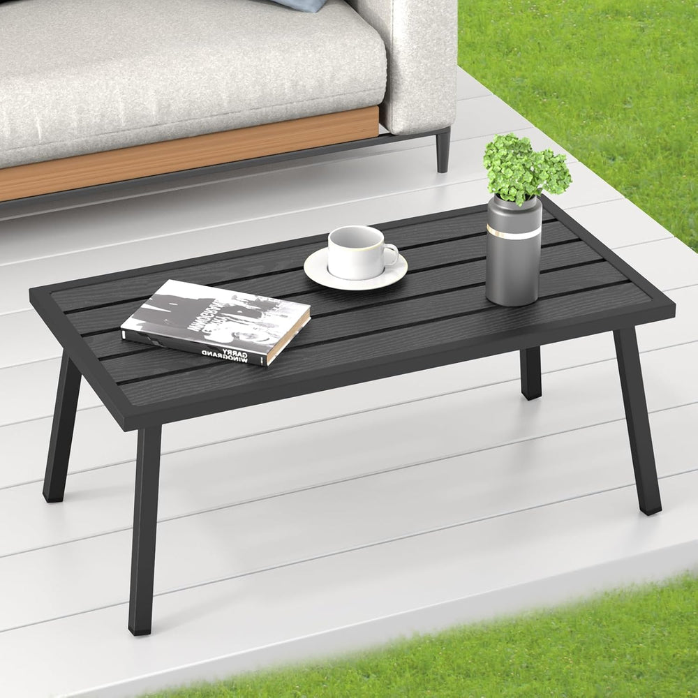 C-Hopetree Small Metal Outdoor Coffee Side Table for Outside Patio, Rectangle...