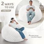 HABUTWAY Adults Bean Bag Chair, Teardrop Beanbag with Memory Foam Filled | Bean Bag Sofa With Removable Cover, Cozy Boneless Chair with Handle for Living Room, Bedroom (Checkerboard White 4FT)