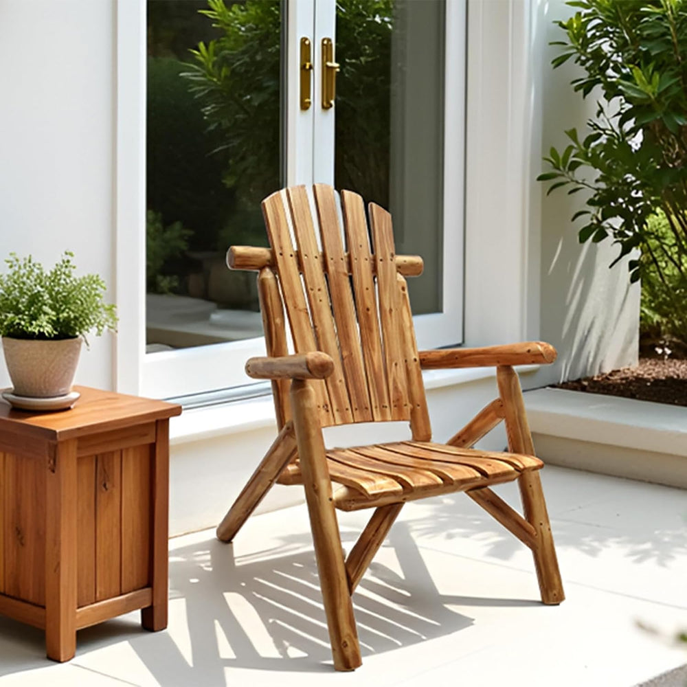 DJL Adirondack Wooden Chair Outdoor Patio Lounge Log Cabin Furniture Rustic S...