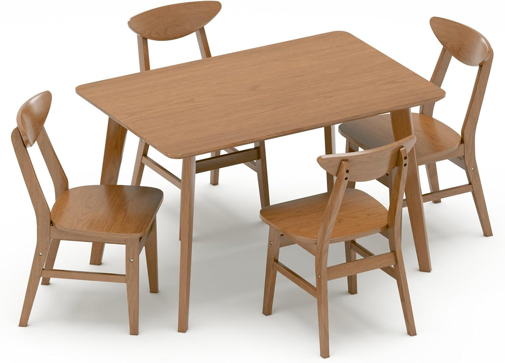 WiberWi 5 Piece Dining Table Set for 4, Solid Wood Kitchen Table Chairs Set o...