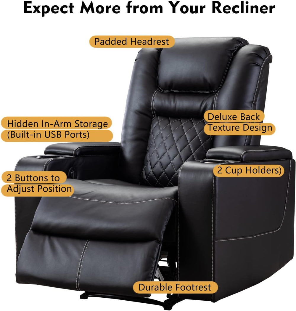 CANMOV Electric Power Recliner Chair with USB Ports and Cup Holders, Breathab...