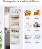Over The Door Organizer Hanging, 5 Shelf Behind The Doors Storage, Pantry Door Organizer, Closet Organizers for Bedroom and Nursery (Beige)