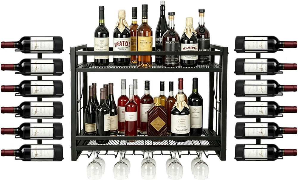 Wine Rack for Wall - Wine Bottle Holder Display Storage for Kitchen, Home Bar...