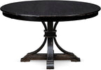 F57-11-TP - Modern Kitchen Table with Acacia Wood Round Tabletop, Sand Blasted Black Finish