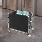Commercial Laundry Cart with Wheels,Folding Laundry Hamper Cart,Heavy Duty Rolling Laundry Basket with Large Capacity,Laundry Sorter Trolley for Home Hotel Apartment (Black, 34.25 * 19.7 * 36.22in)