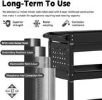 3-Tier Rolling Utility Cart, Metal Heavy Duty Utility Cart on Wheels with Lockable, 330 lb. Load Large Storage Capability Tool Cart for Garage, Warehouse, Repair Shop, Black