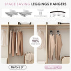 Leggings Hangers, Wooden Closet Hanging Leggings Storage Organizer Scarf Hangers with 24 Clips, 360° Swivel Hook, Black, 2 Pcs