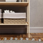 Pemberly Row Modern Solid Wood 4-Shelves Folding Bookcase/Pantry in Unfinished