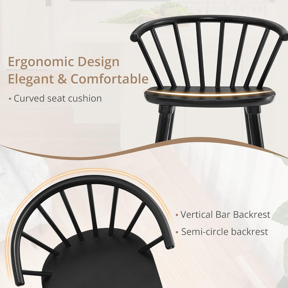 LUE BONA Black Dining Chairs Set of 8, Farmhouse Wood Dining Chairs with Semi...