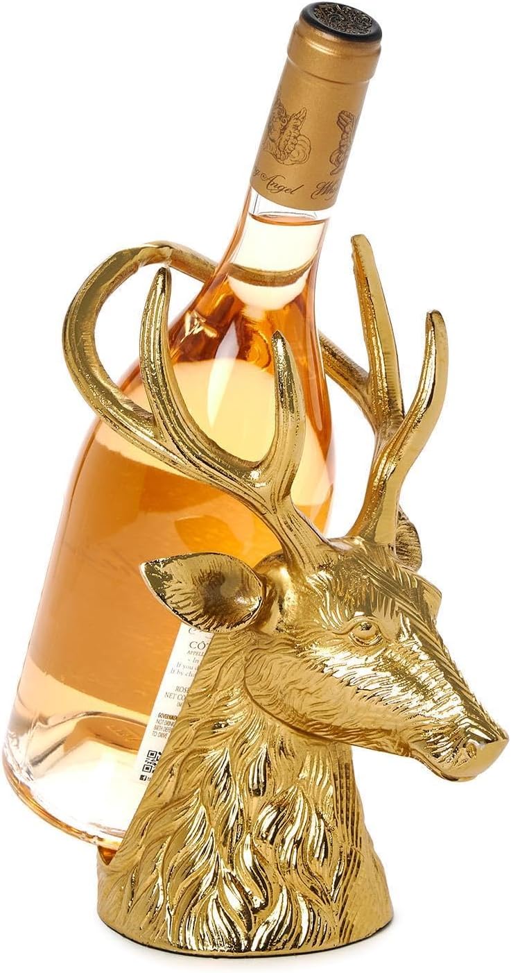 Two's Company Gold Stag Bottle Holder, 9-Inch, Aluminum