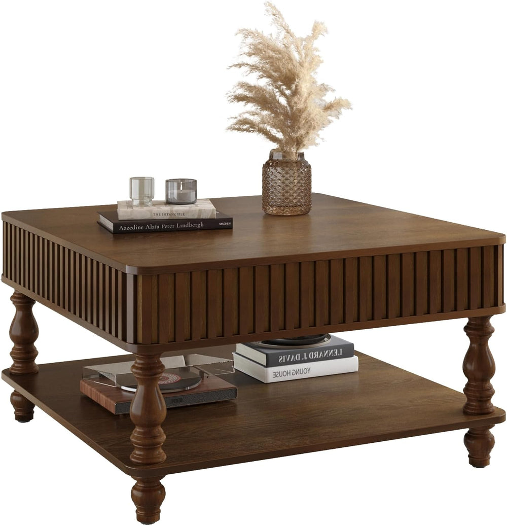 Lift Top Coffee Table Hydraulic Raising, 31.5 Inch Square with Hidden Storage...