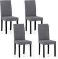 Giantex Upholstered Dining Chair Set of 4, Mid Century Modern Fabric Kitchen Chairs with Rubber Wood Legs, Thick Padded Seat, High Back, Side Armless Chairs for Living Dining Room (Dark Gray)
