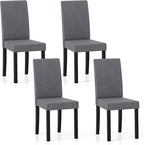 Giantex Upholstered Dining Chair Set of 4, Mid Century Modern Fabric Kitchen Chairs with Rubber Wood Legs, Thick Padded Seat, High Back, Side Armless Chairs for Living Dining Room (Dark Gray)