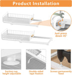 Under Sink Organizer, Single Tier Metal Pull Out Sliding Drawer Shelf for Kitchen Bathroom Cabinet Storage, Sturdy Rack – White