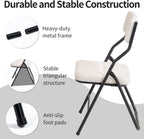 HOMEFUN Padded Folding Chairs 4 Pack - Foldable Dining Chair with Cushion, Portable and Assembled Extra Seat for Guests Kitchen Office Wedding Party Teddy White