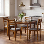 Giantex Dining Table Set for 4, Rectangular Kitchen Table Set w/ 4 Upholstered Chairs & Solid Rubber Wood Frame, Space-Saving Farmhouse Dinette Set for Small Space, Dining Room, Breakfast Nook