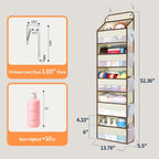 Yecaye Over The Door Organizer Storage, 5-Tier Heavy Duty Door Organizers Hanging with 10 Side Mesh Pockets, 44 lbs Load Capacity Behind Door Storage for Bathroom Nursery Bedroom Dorm Closet, Beige